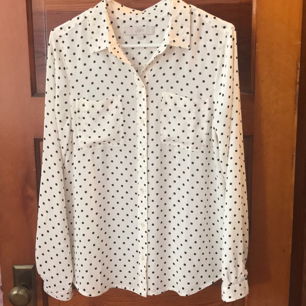 LOFT Polka dot button down shirt